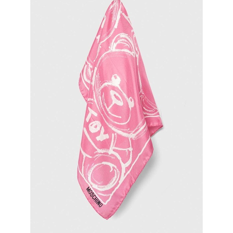 Hodvábna vreckovka Moschino ružová farba, M5761 50347