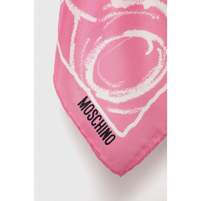 Hodvábna vreckovka Moschino ružová farba, M5761 50347