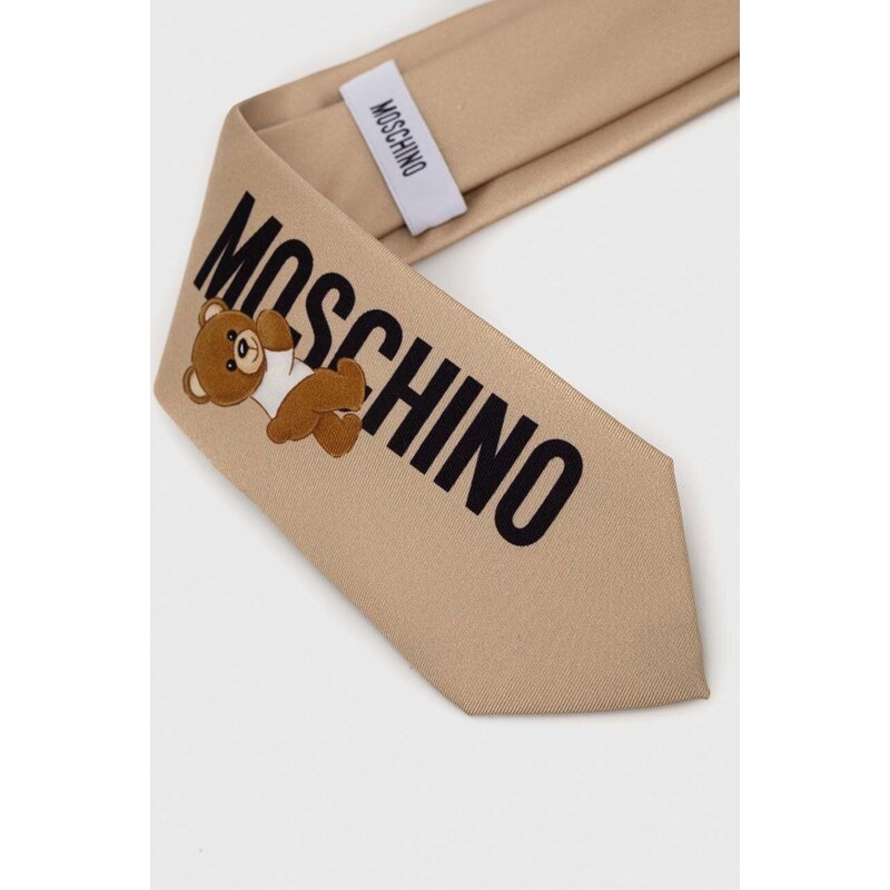 Hodvábna kravata Moschino béžová farba, M5766 55059
