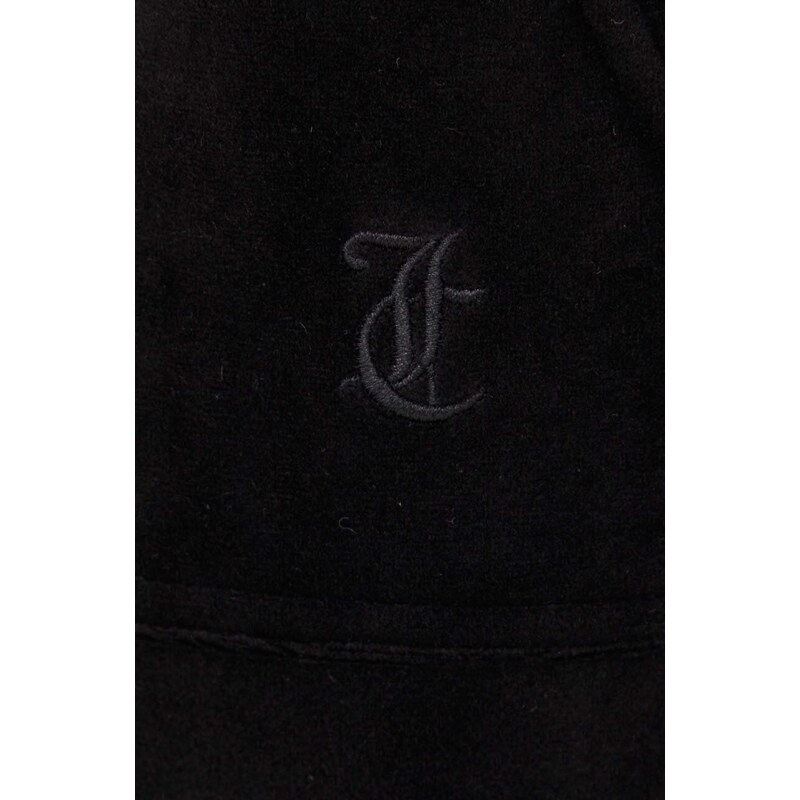 Velúrové tepláky Juicy Couture čierna farba, jednofarebné