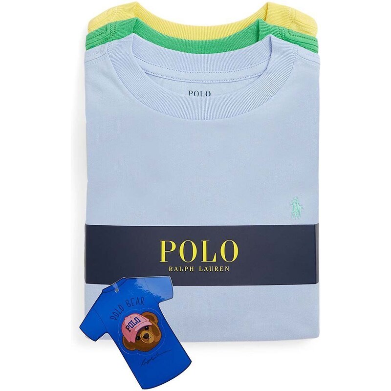 Detské tričko Polo Ralph Lauren 3-pak s nášivkou