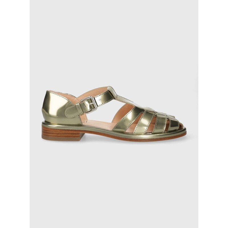 Kožené sandále AGL ALISO dámske, zlatá farba, D763007PCPLATE0244