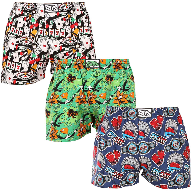 3PACK pánske trenky Styx art klasická guma viacfarebné (3A15367) 48350853