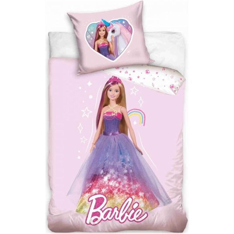 Carbotex Obliečky do detskej postieľky Barbie princezná - 100% bavlna Renforcé - 100 x 135 cm + 40 x 60 cm