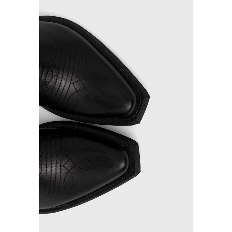Kožené kovbojské topánky Steve Madden Wishley dámske, čierna farba, na podpätku, SM11003071