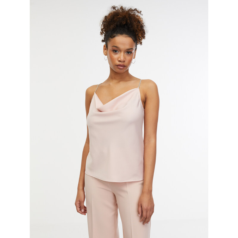 Svetloružový dámsky saténový top ORSAY 66374558