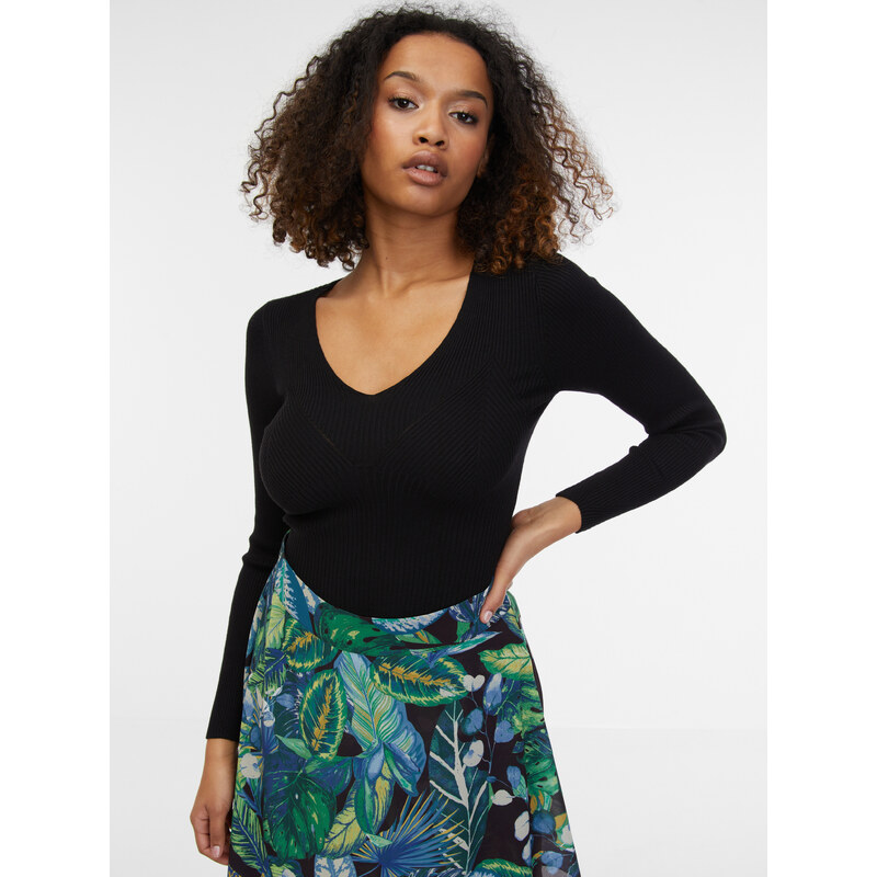 Čierny dámsky rebrovaný sveter ORSAY 50602349