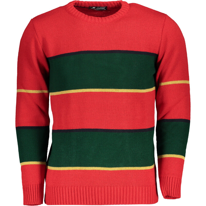 U.S. GRAND Pánsky červený sveter s pruhmi 64710251