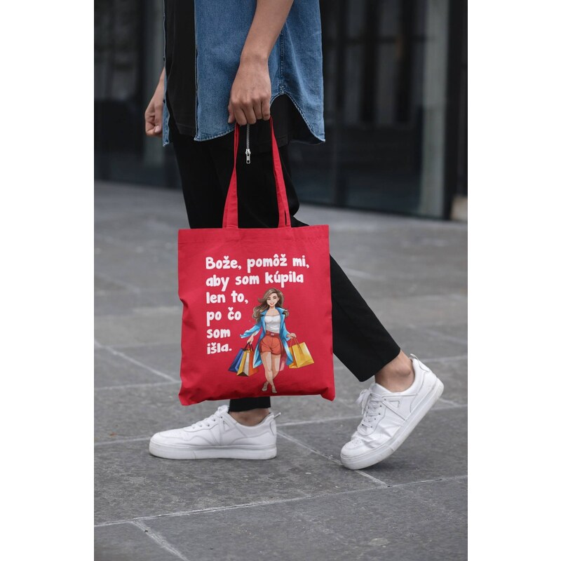 MMO Bavlnená taška Nákupná maniačka Vyberte farbu: Fuchsiovo červená