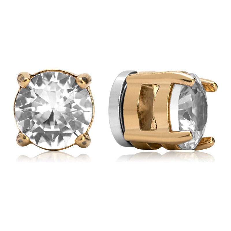 Troli Pozlátené náušnice s magnetom a čírymi kryštálmi 2v1 (pecky, 66587596