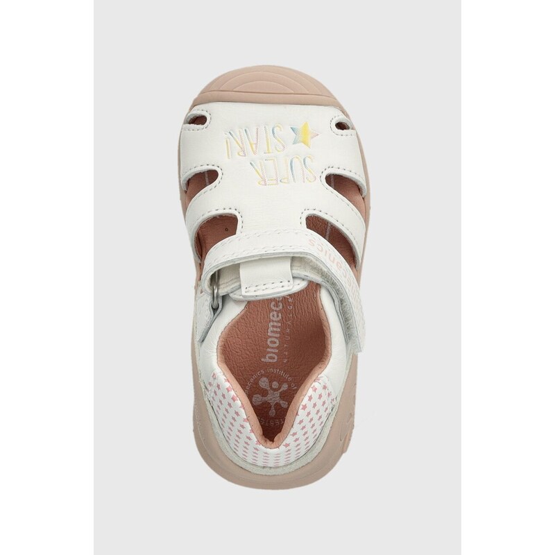 Detské kožené sandále Biomecanics biela farba