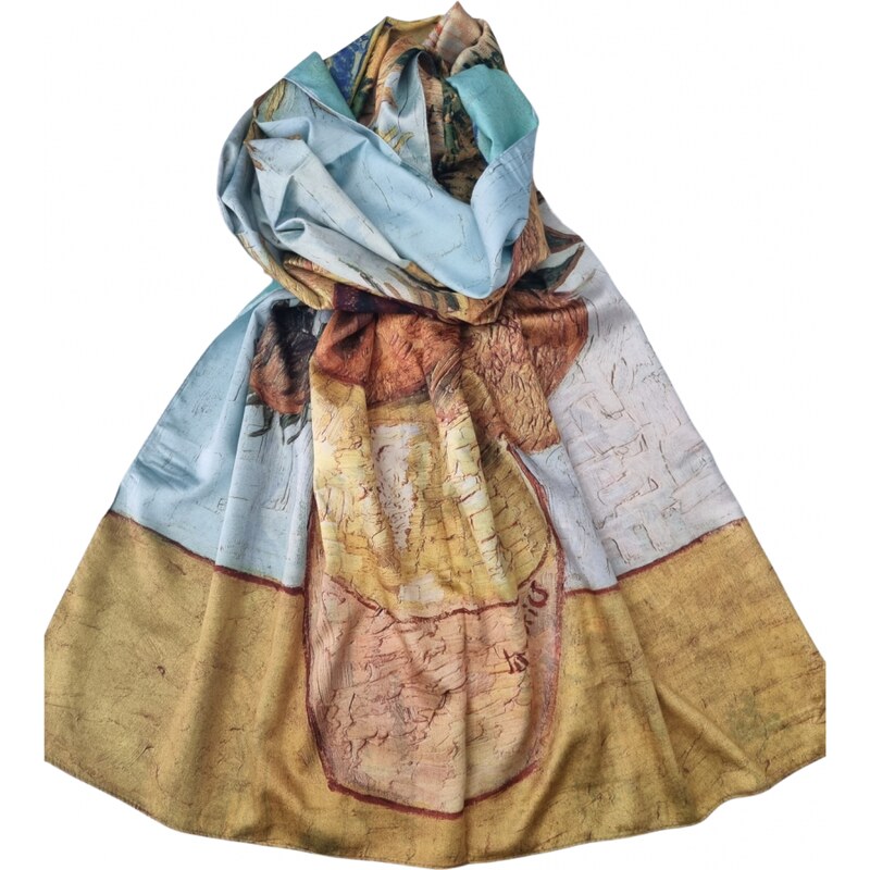 E-shop Katrins Fashion Hodvábny Dámsky elegantný šál Van Gogh