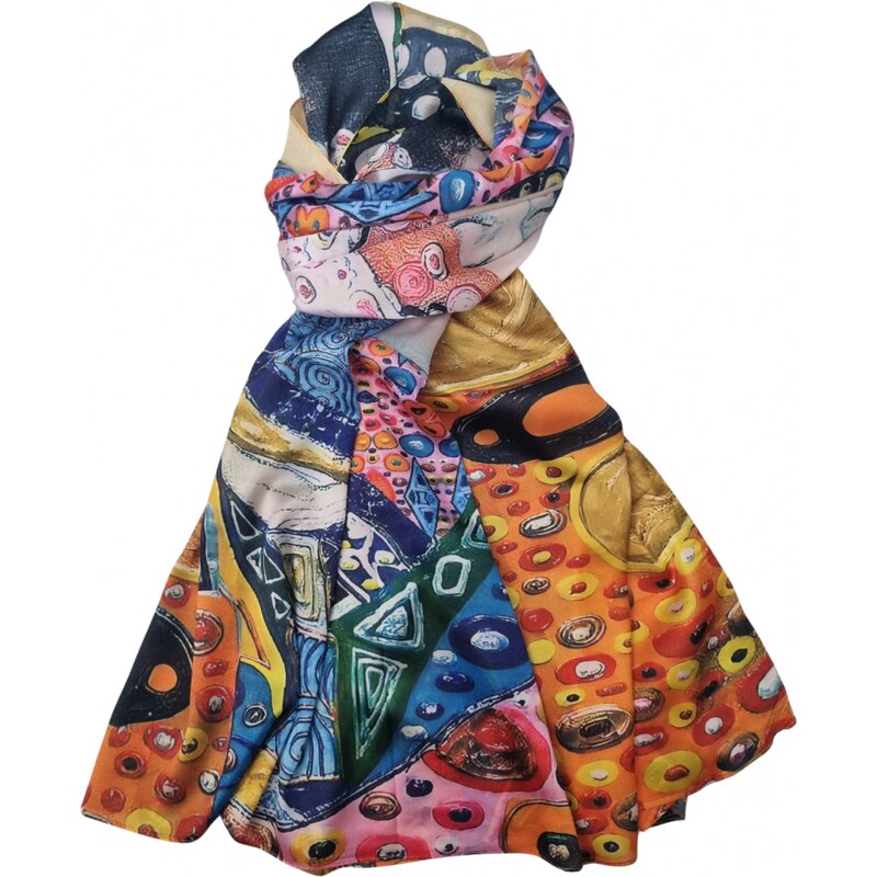 Katrins Fashion Hodvábny Dámsky elegantný šál Klimt 48373112