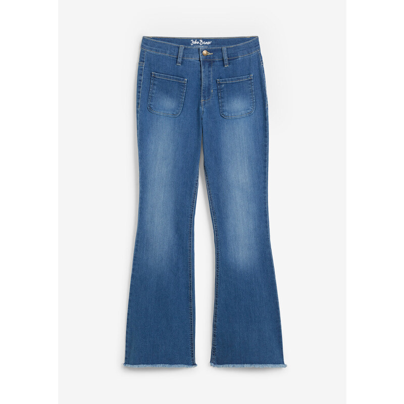 bonprix Strečové džínsy FLARED, High Waist, farba modrá, rozm. 42