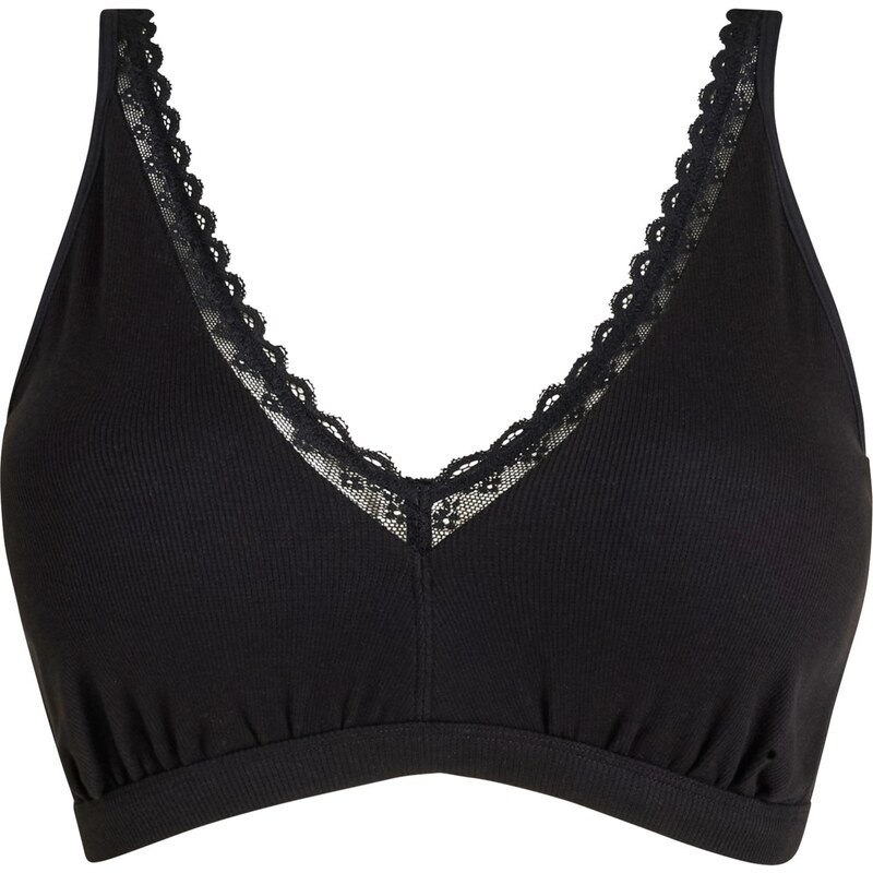 bonprix Podprsenka bralette s bio bavlnou a čipkou, farba čierna 48374072