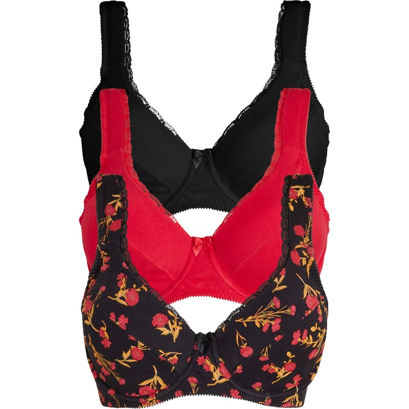 bonprix Podprsenka s kosticami, z bio bavlny (3 ks v balení), farba 61440195