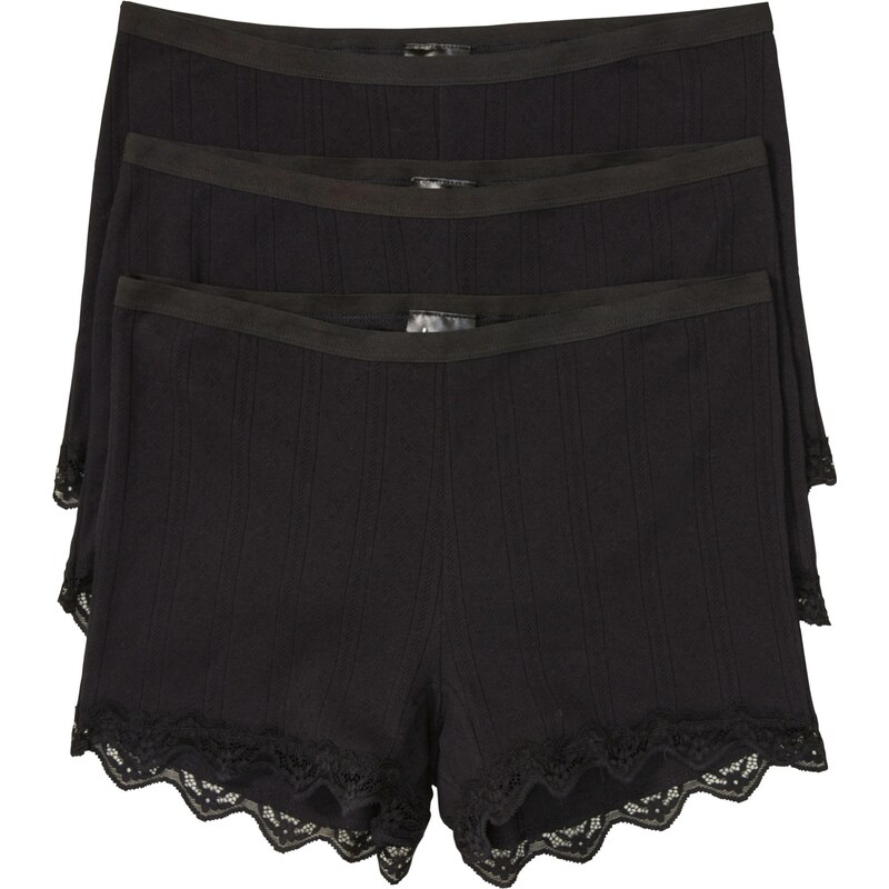 bonprix Boxerky, dámske (3 ks v balení) s čipkou, farba čierna 48374137