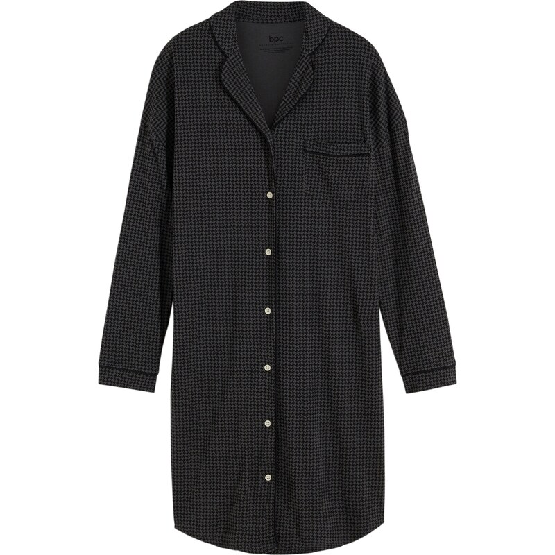 bonprix Nočná košeľa, oversized s gombičkovou légou, farba čierna 48374178