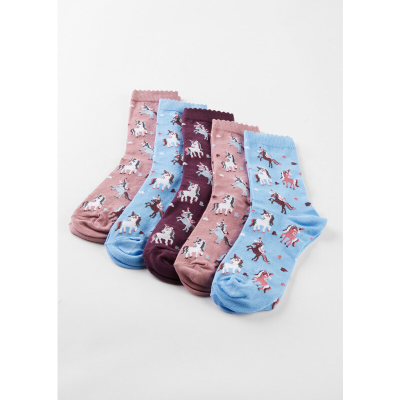 bonprix Ponožky, detské (5 ks v balení) so zvlneným zakončením, s bio bavlnou, farba fialová