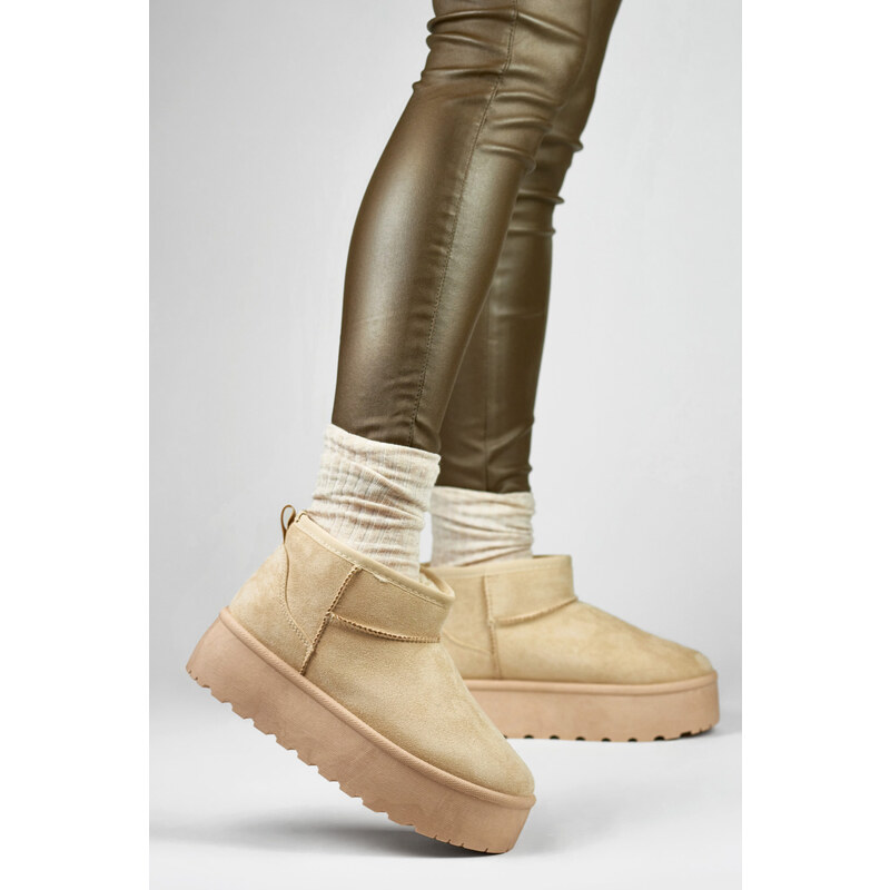 primohurt Béžové dámske snehule na platforme 58255622