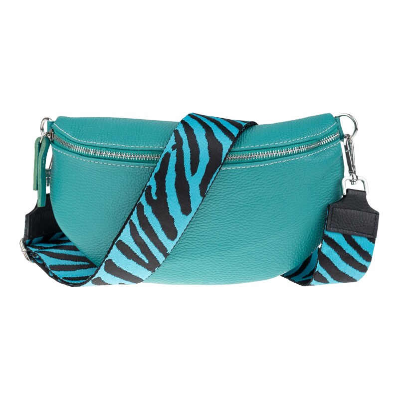 Tyrkysová kožená talianska crossbody kabelka Reni Grande Turchese s 48382543