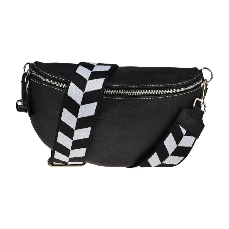 Čierna kožená talianska crossbody kabelka Reni Grande Nera s prídavným 48382546