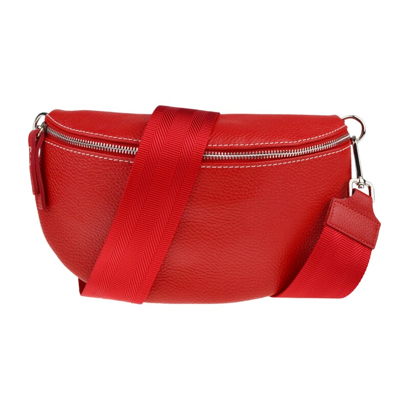 Červená kožená talianska crossbody kabelka Reni Grande Rossa s 48385935