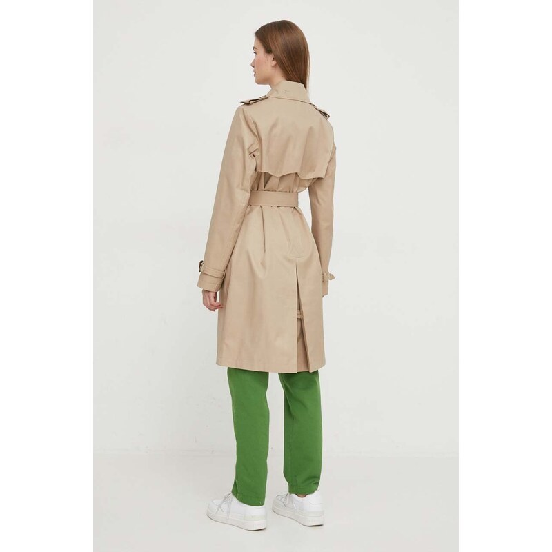 Kabát Lauren Ralph Lauren dámsky,béžová farba,prechodný,dvojradový,297936856