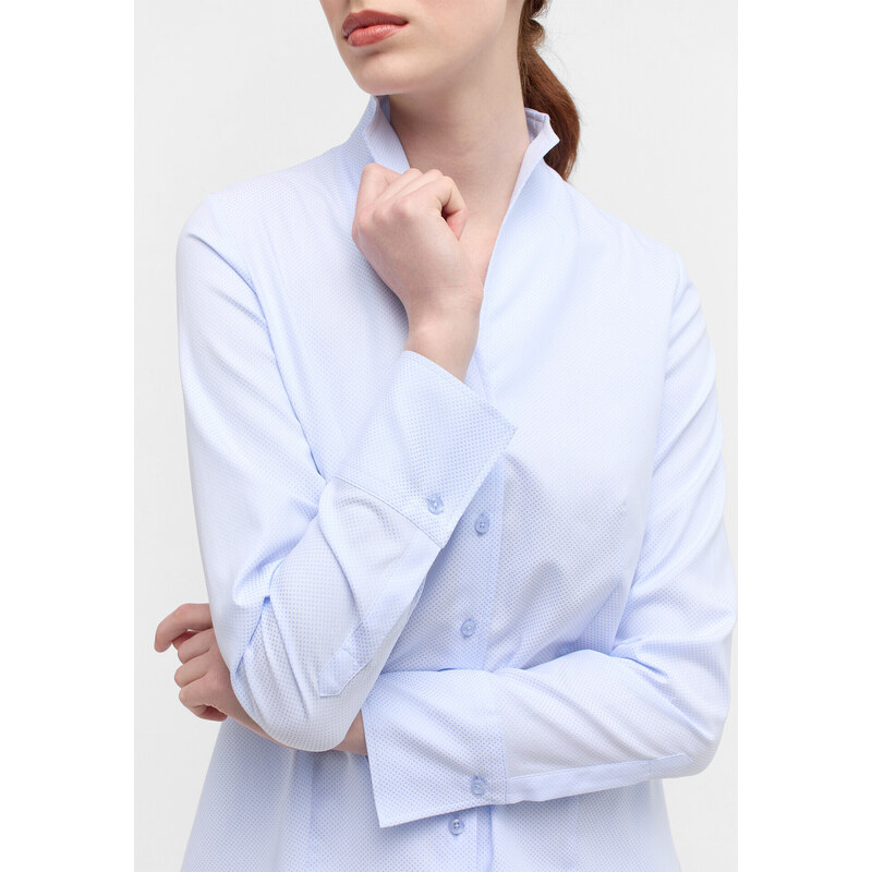 Dámska modrá žakárová košeľa golier kalich ETERNA Regular 100% bavlna easy iron