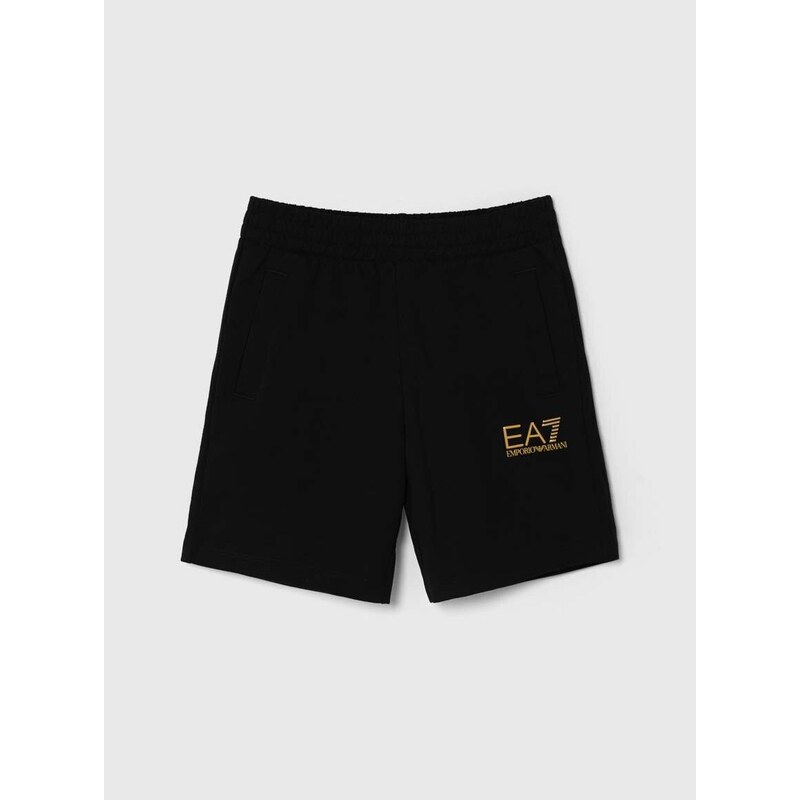 Detské bavlnené šortky EA7 Emporio Armani čierna farba