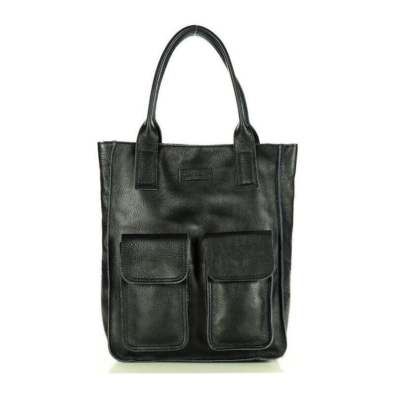MARCO MAZZINI Kožená shopper taška Ravenna | čierna s131a 48419404