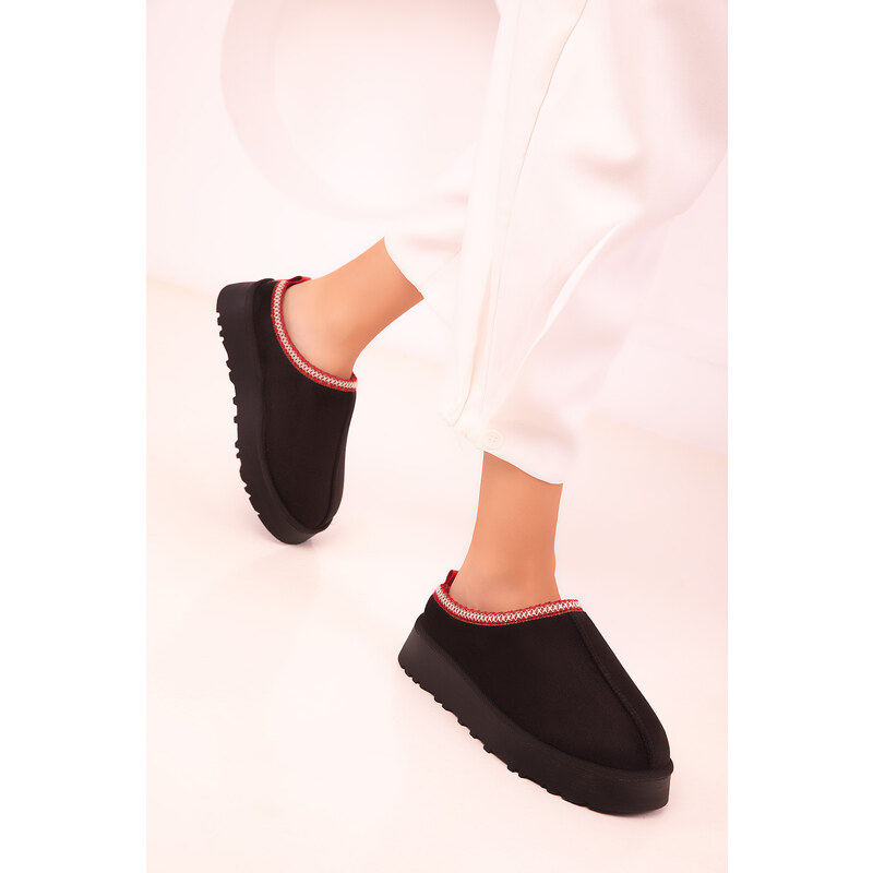 Soho Women's Black Suede Indoor Slippers 18436