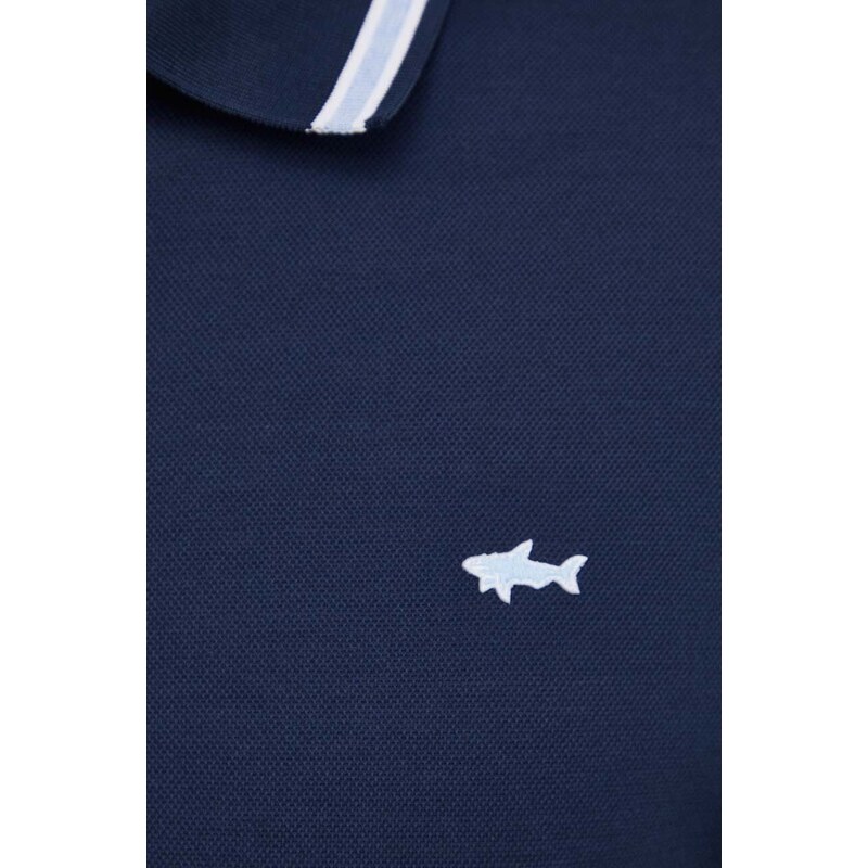 Bavlnené polo tričko Paul&Shark tmavomodrá farba, s nášivkou, 24411262