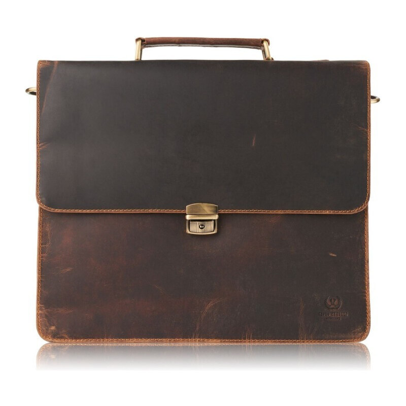 PAOLO PERUZZI Pánska kožená aktovka Vintage T-96-BR | hnedá T-96-BR 48444815