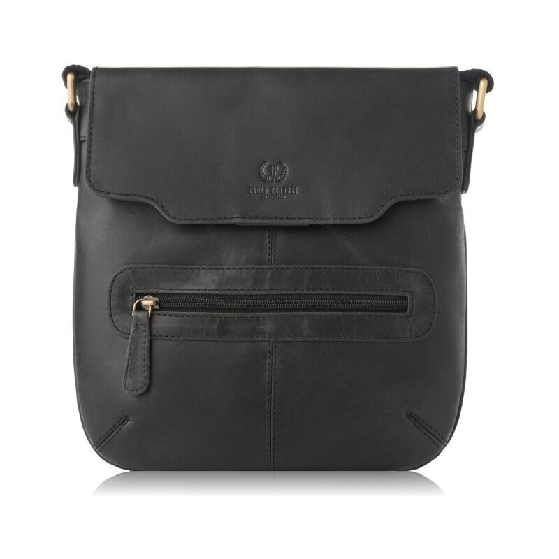 PAOLO PERUZZI Dámska kožená taška cez rameno T-61-BL | čierna T-61-BL 48444816