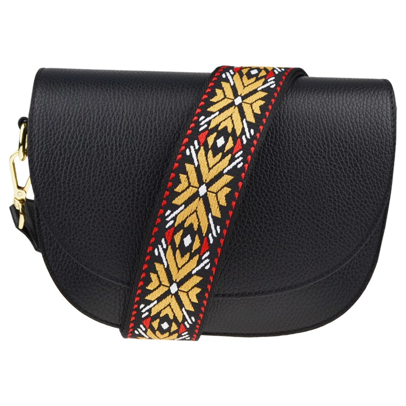 Čierna kožená talianska crossbody kabelka Ramona Nera s prídavným 48433376