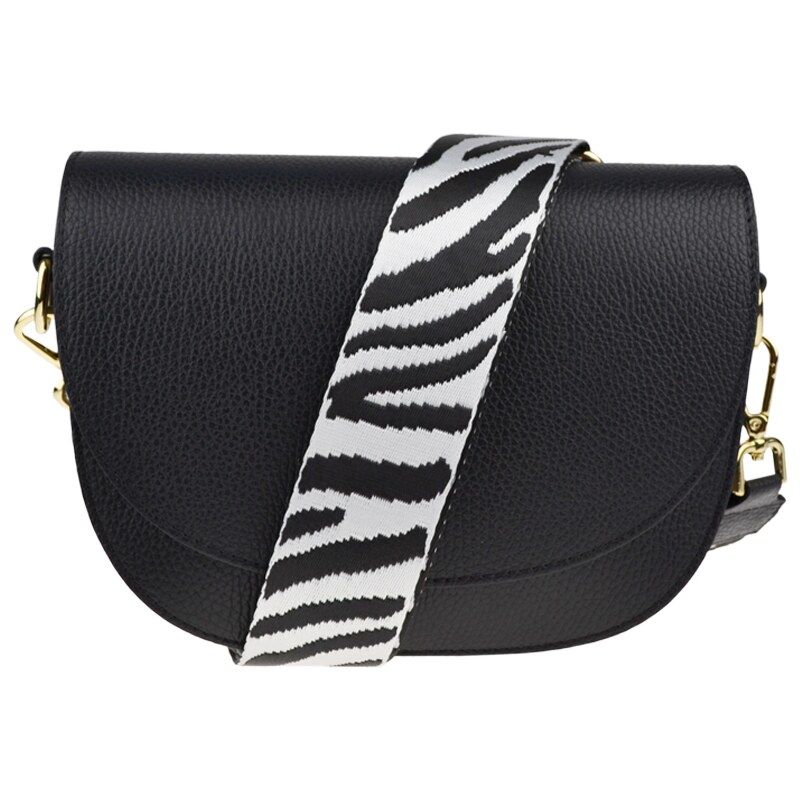 Čierna kožená talianska crossbody kabelka Ramona Nera s prídavným 48433377