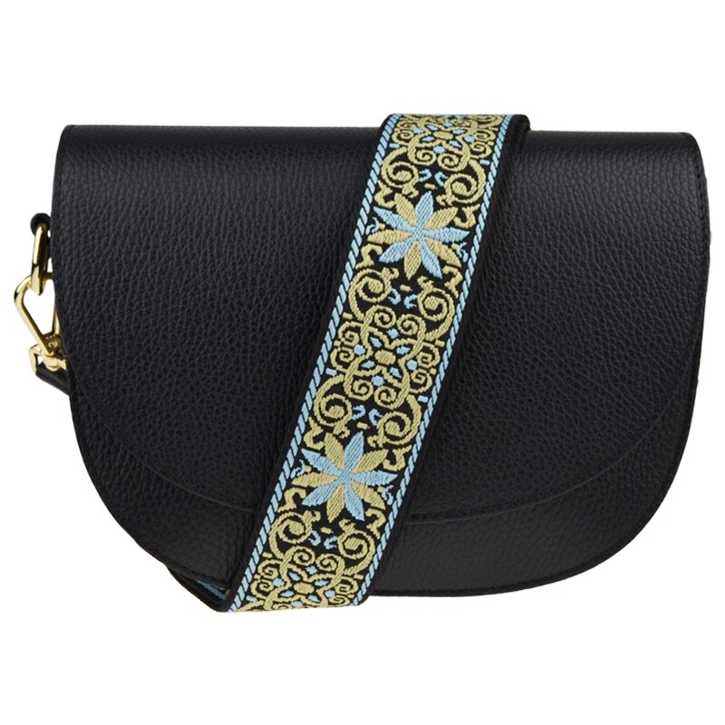 Čierna kožená talianska crossbody kabelka Ramona Nera s prídavným 48433381