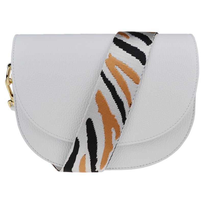 Biela kožená talianska crossbody kabelka Ramona Bianca s prídavným 48490351