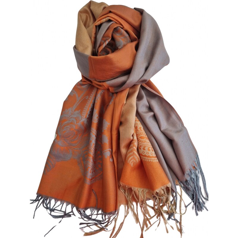 Katrins Fashion Kašmírový oranžový dámsky šál 66840416