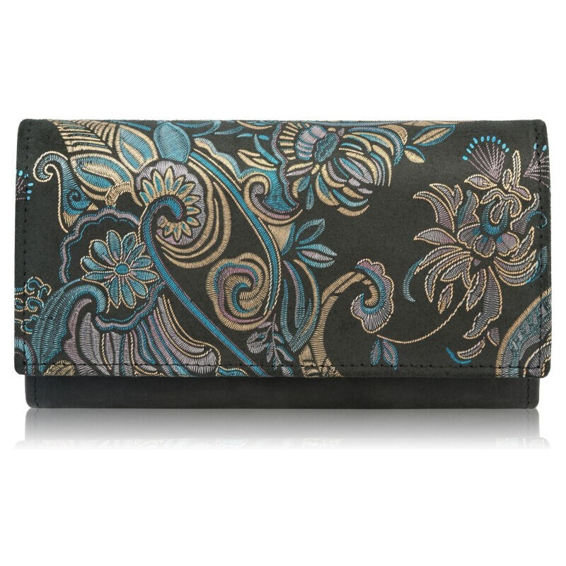 PAOLO PERUZZI Dámska kožená peňaženka s RFID T-09-G | čierna T-09-G 48491749