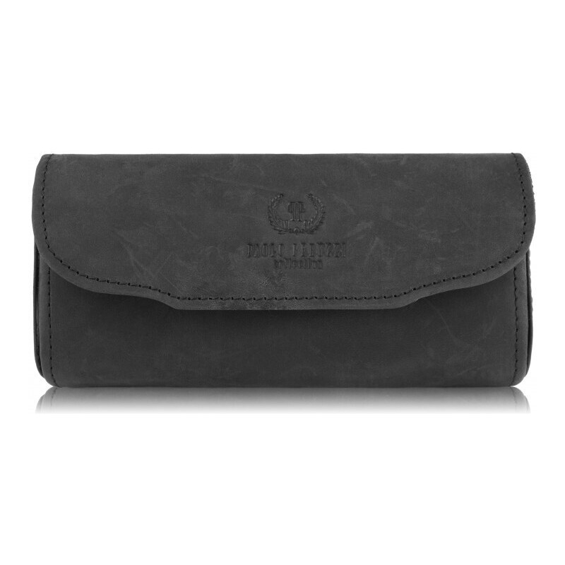 PAOLO PERUZZI Kožené puzdro na okuliare T-83-HBL | čierna T-83-HBL 48491753