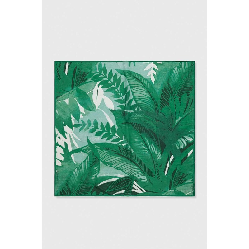 Šatka s prímesou hodvábu Lauren Ralph Lauren zelená farba, vzorovaná, 454937203