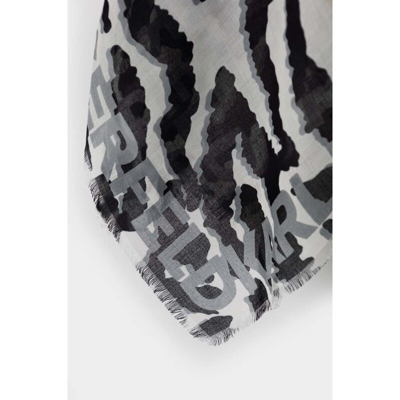 Šatka s prímesou hodvábu Karl Lagerfeld čierna farba, vzorovaná