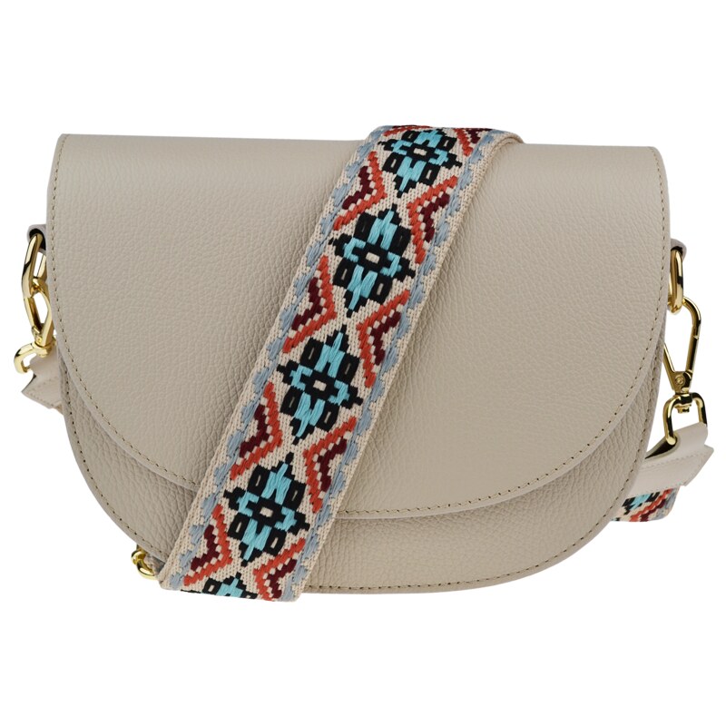 Béžová kožená talianska crossbody kabelka Ramona Beige s prídavným 48517342