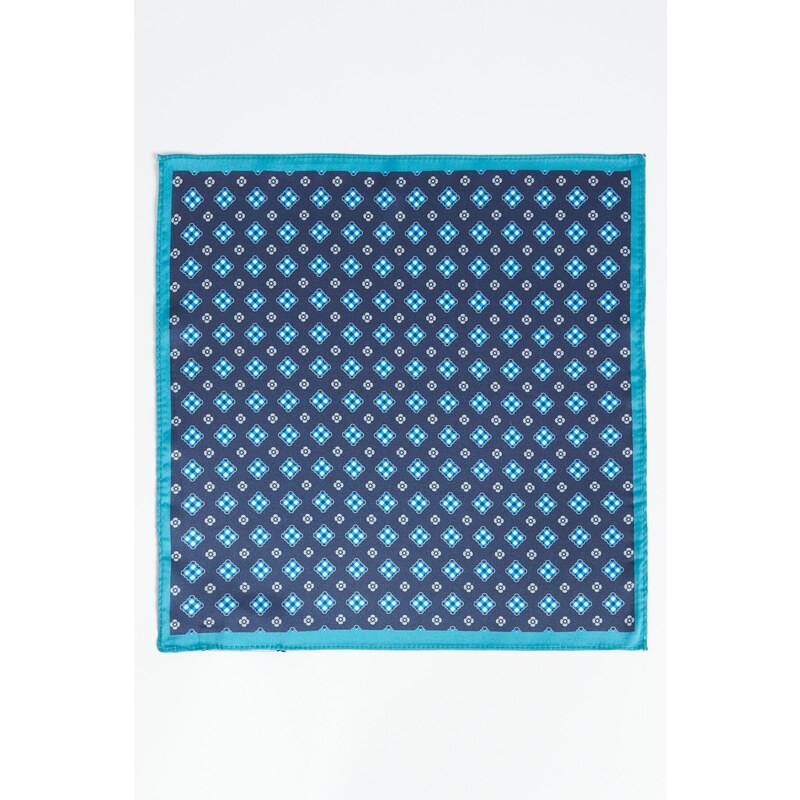 ALTINYILDIZ CLASSICS Men's Navy Blue-turquoise Patterned Handkerchief