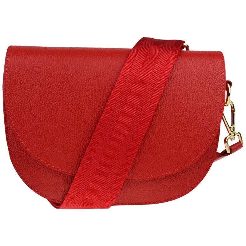 Červená kožená talianska crossbody kabelka Ramona Rosso s prídavným 48517344