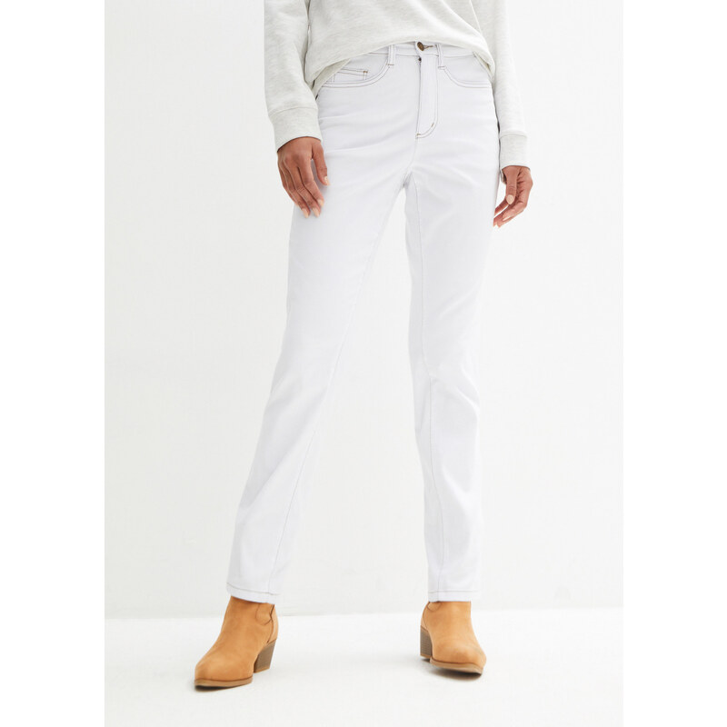 bonprix Strečové džínsy Straight, stredná výška pásu, farba biela 48558126