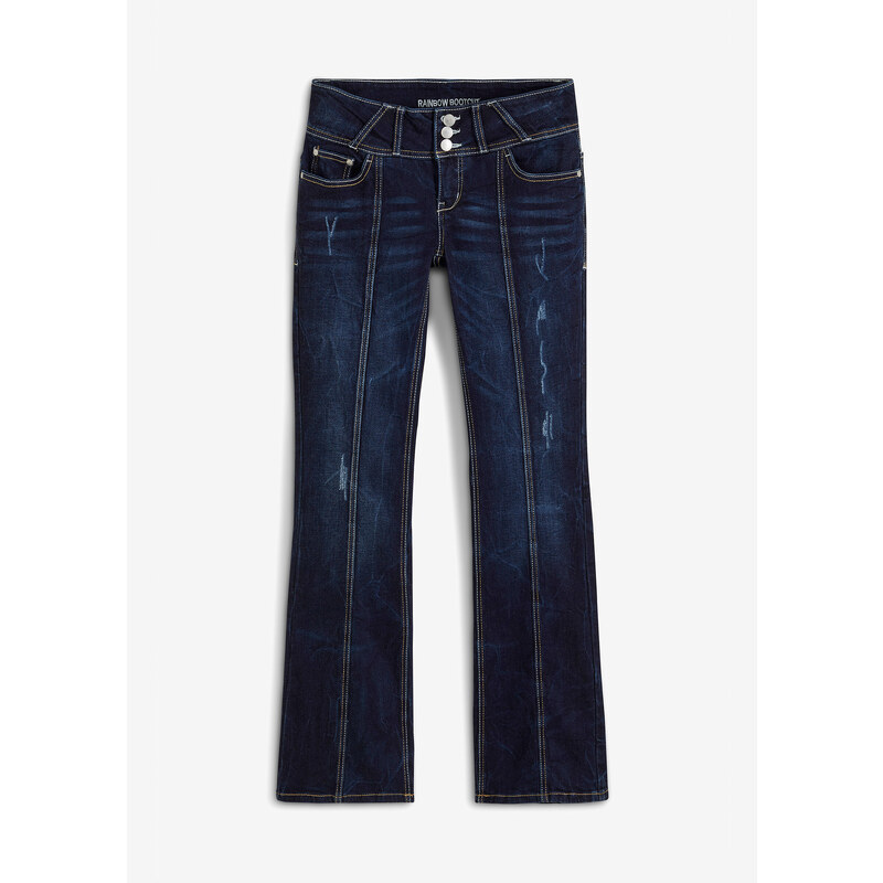 bonprix Džínsy bootcut, stredná výška pásu, strečové, farba modrá 44799205