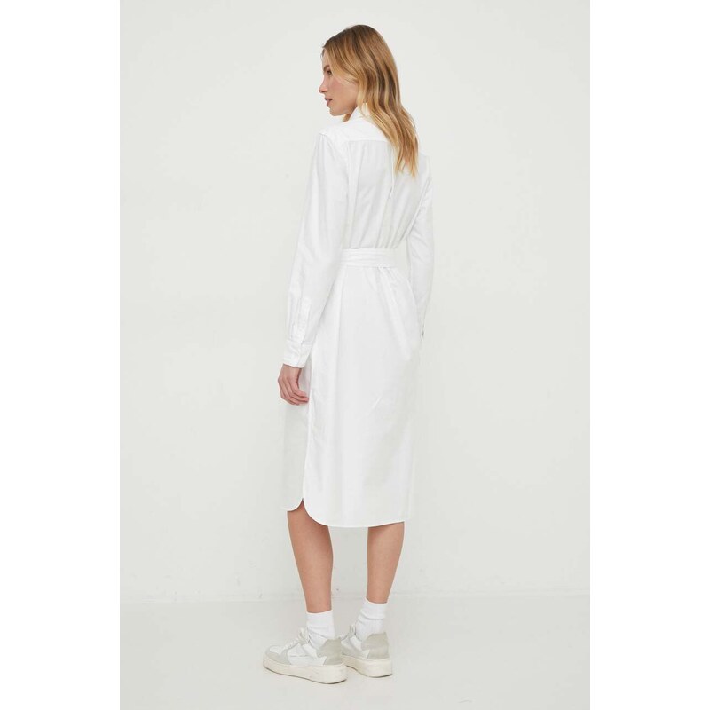 Bavlnené šaty Polo Ralph Lauren biela farba,mini,rovný strih,211928804